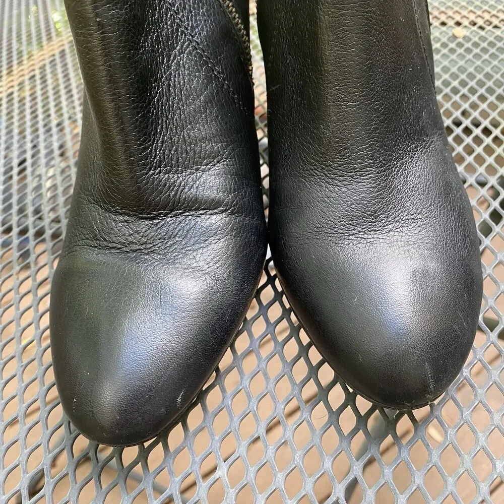 Antonio Melani Harlen Black Leather Boots Double Zippers Womens Size 9M